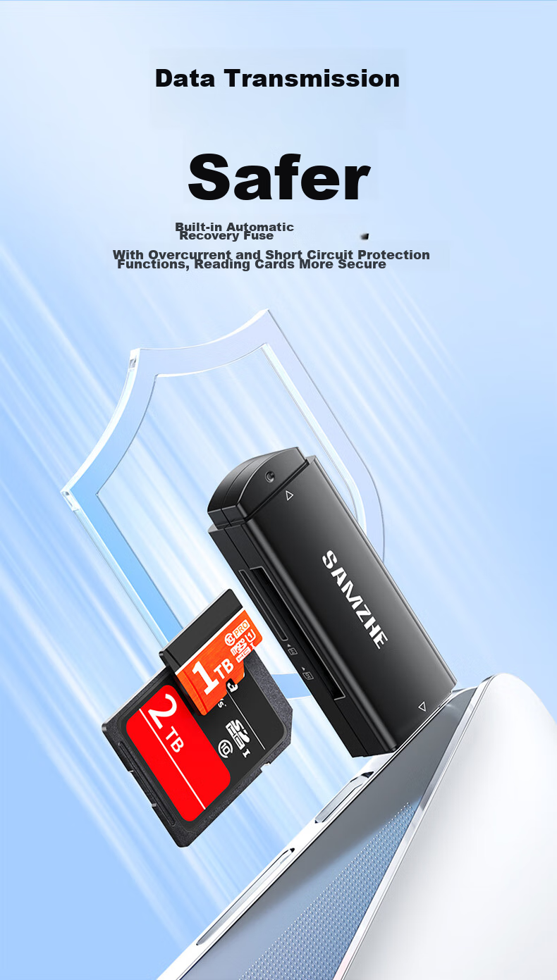 USB 2.0 Картридер SAMZHE CRA21B, черный, для SD/TF карт, 480 Мбит/с