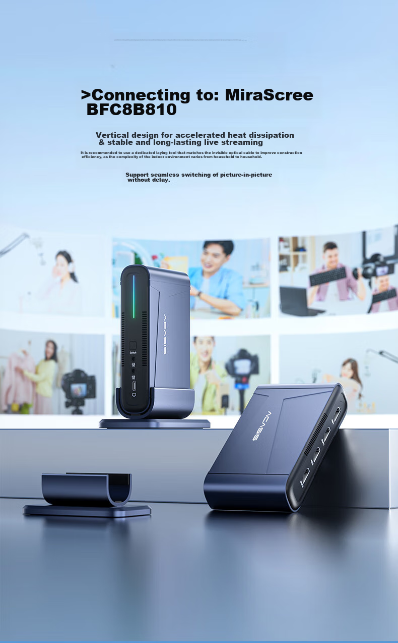 Acasis VC-018Max - Вертикальная HDMI карта захвата 4K 60 Гц с аудиовходом, алюминиевый сплав, RGB подсветка, USB Type-C