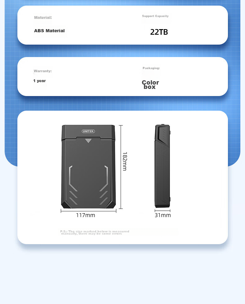 Внешний корпус для жесткого диска UNITEK Y-3035BK, 3.5/2.5 дюйма, USB 3.0, SATA