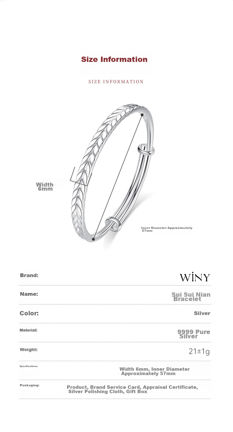 Серебряный браслет Winy, чистое серебро 9999, женский, подарок на день рождения, Новый год, День Святого Валентина