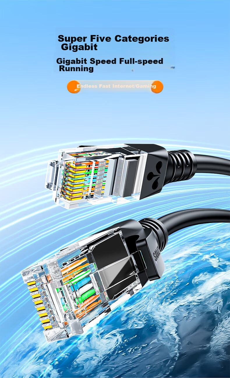 Сетевой кабель SAMZHE Cat5e Gigabit Ethernet, 1.5 метра, черный, SH-1015