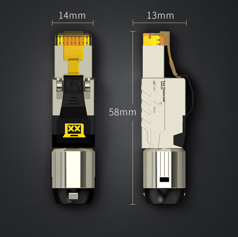 WANJEED Cat6a Toolless Crystal Head, Engineering Grade CAT6a Shielded Toolless Crystal Head 8P8C, 10 Gigabit RJ45 Computer Network Cable Connector Network Connector WJ-15321