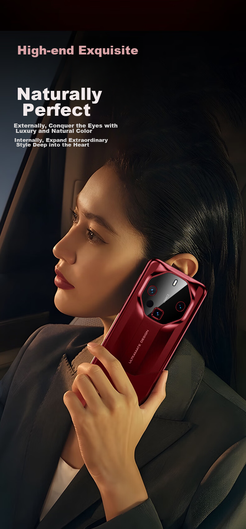 Чехол для Huawei Mate 60 RS, IM-CHEN, металлический, с защитой объектива, бизнес-стиль, красный