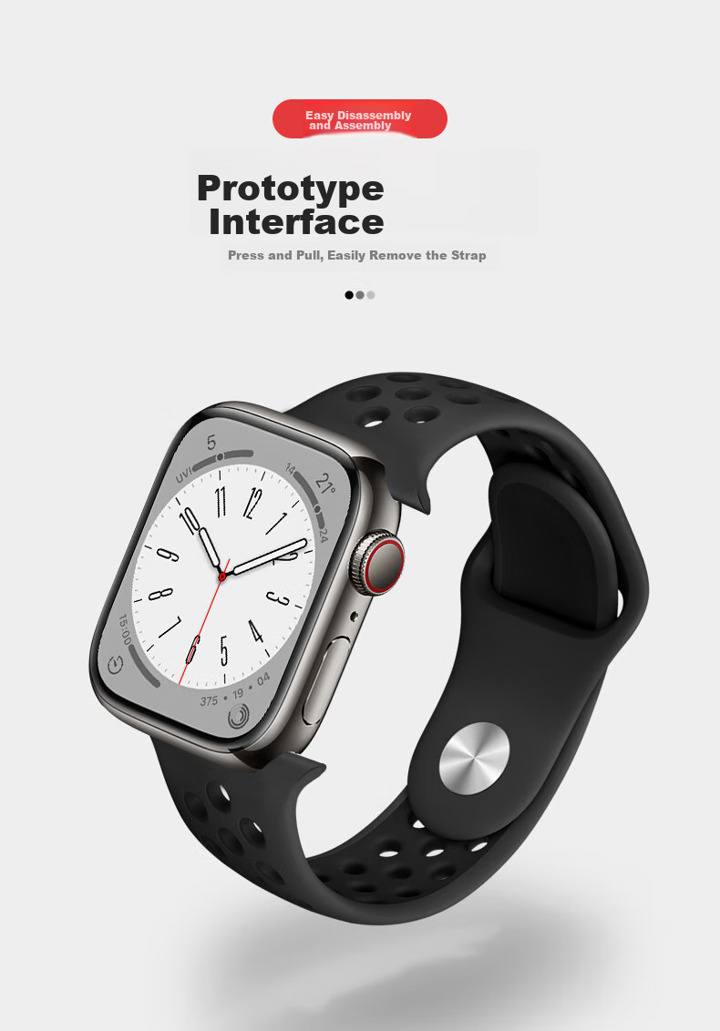 Ремешок BHO для Apple Watch S11/Ultra3/S10 Sport Bands, совместимый с IWatch S9/8/7/6/SE3/2/1, силиконовый, с дышащими отверстиями