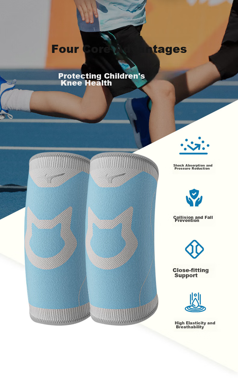 Детские наколенники MIZUNO для спорта, баскетбола, бега, футбола, защита от падений, черные, размер M, 2 шт.