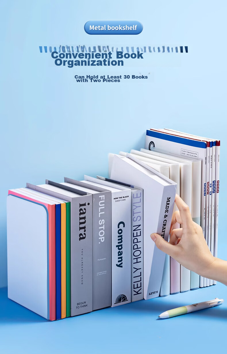 Подставка для книг Licao, настольный держатель для книг, разделитель книг, металлическая подставка для книг, перегородка для книжной полки, поддержка для книг, стеллаж для хранения книг, небесно-голубой, 2 шт.