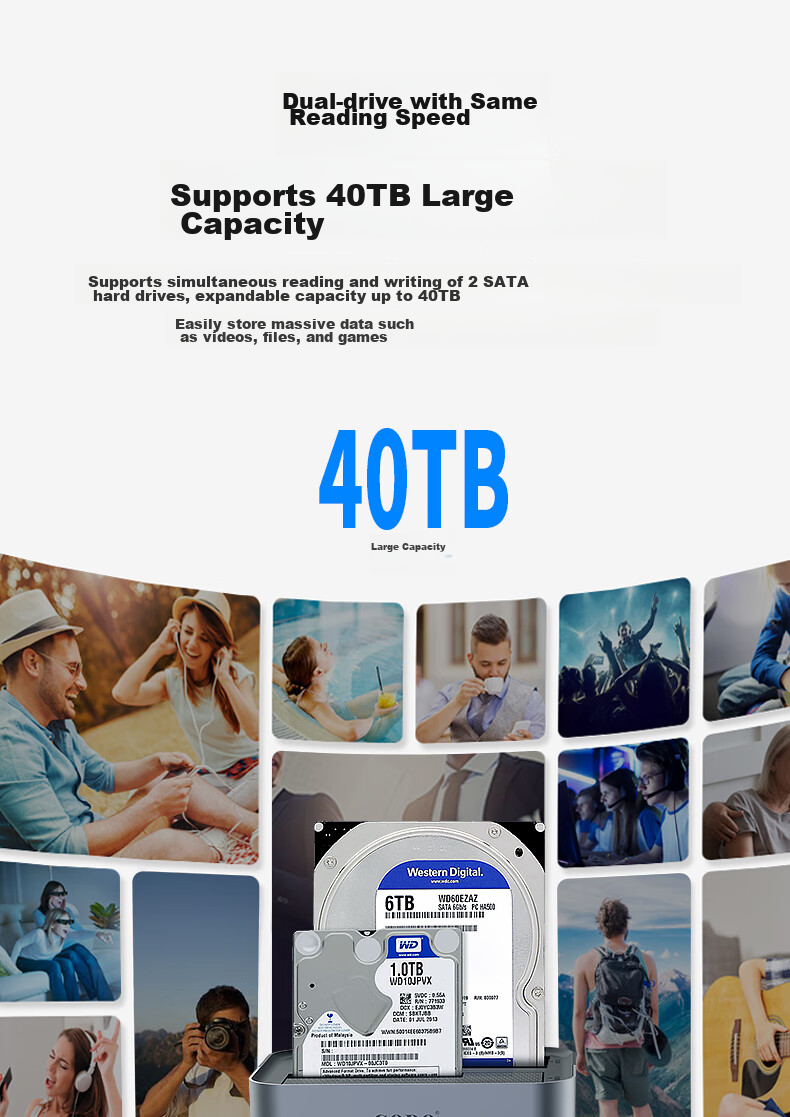 Внешний корпус GODO для жесткого диска 3.5" SATA, USB 3.0, с функцией копирования без ПК