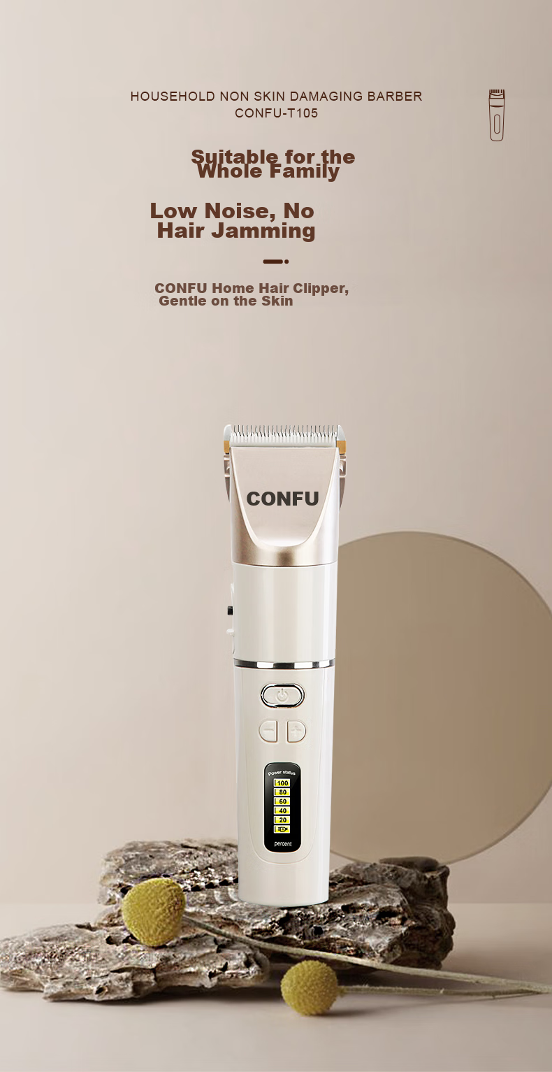 Профессиональный триммер для стрижки волос Kangfu (CONFU) KF-T105, для дома и салонов, LCD дисплей, керамические лезвия, 220В