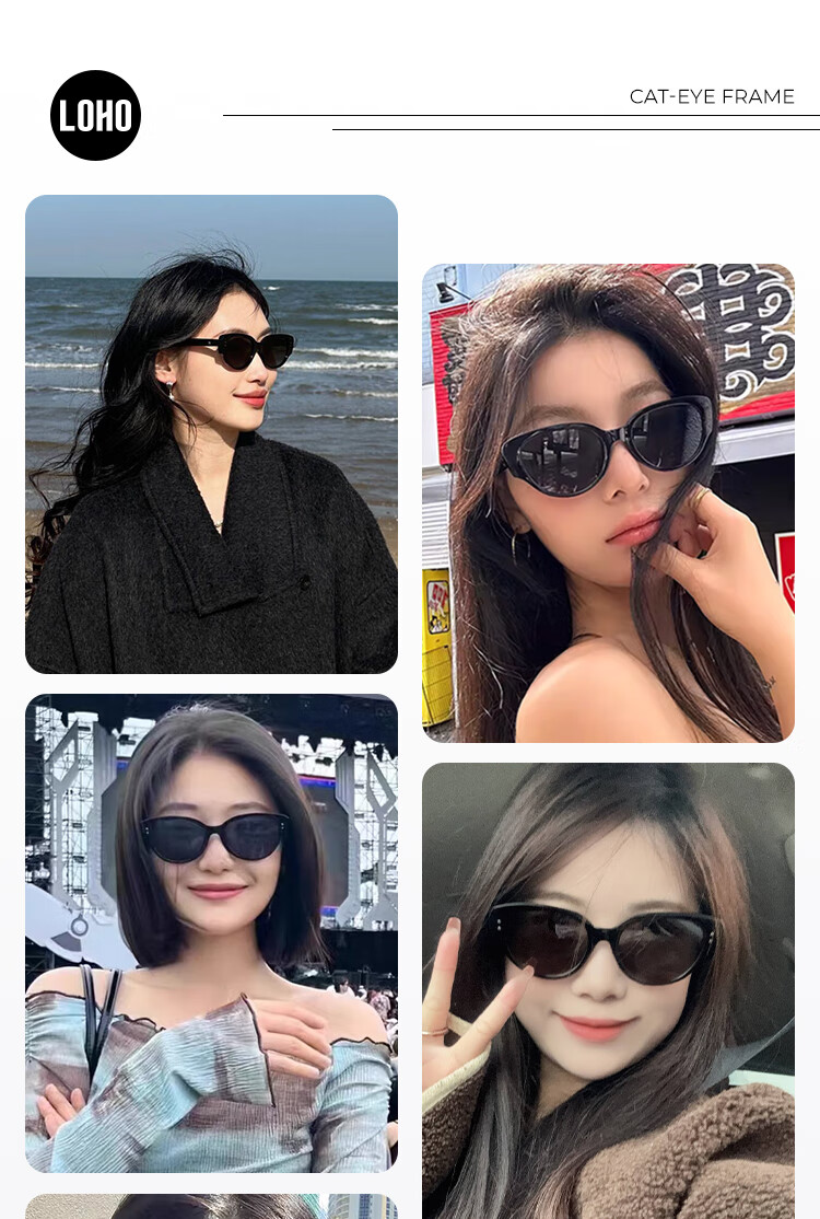 Женские солнцезащитные очки LOHO Cat Eye, узкая оправа в стиле ретро, поляризованные, 2026