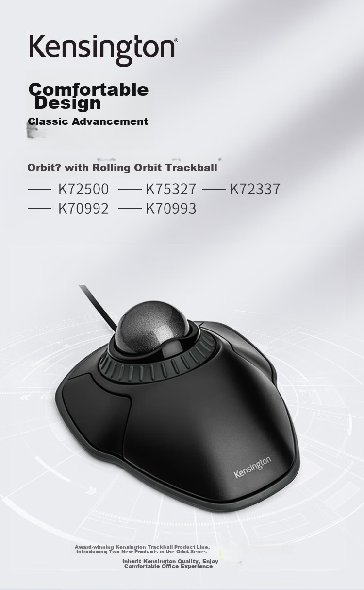 Беспроводная трекбольная мышь Kensington K70993, эргономичная, Bluetooth, для ПК и ноутбука, с подставкой для запястья, белая