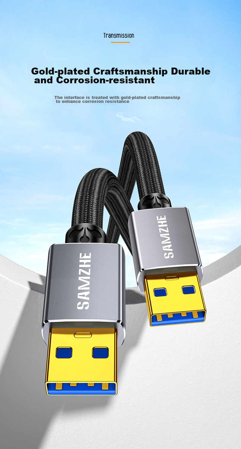 Кабель SAMZHE Dual-Head USB 3.0 Male to Male, 1 метр, LKU-10