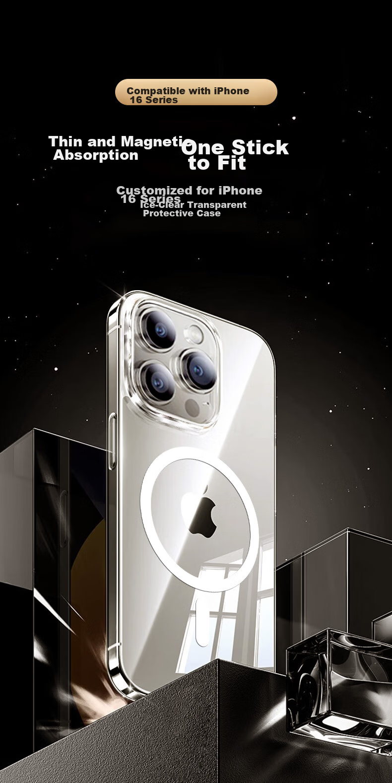 Прозрачный силиконовый чехол KOOLIFE для Apple iPhone 16 Pro Max, противоударный, с MagSafe
