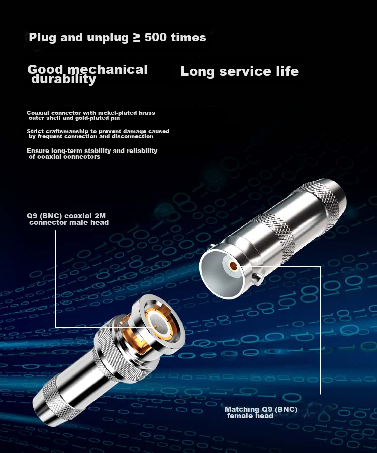 BOYANG BNC Connector BNC-J 2M Two Gigabit Q9 Connector E1 Terminal DDF RF Cable Plug Coaxial SYV-75 Cable Connector 10 Pieces BY-Q9