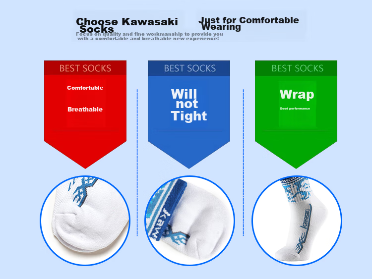 KAWASAKI Спортивные носки для бадминтона KW-6103, мужские, синие, дышащие, нескользящие, с утолщенной махровой подошвой