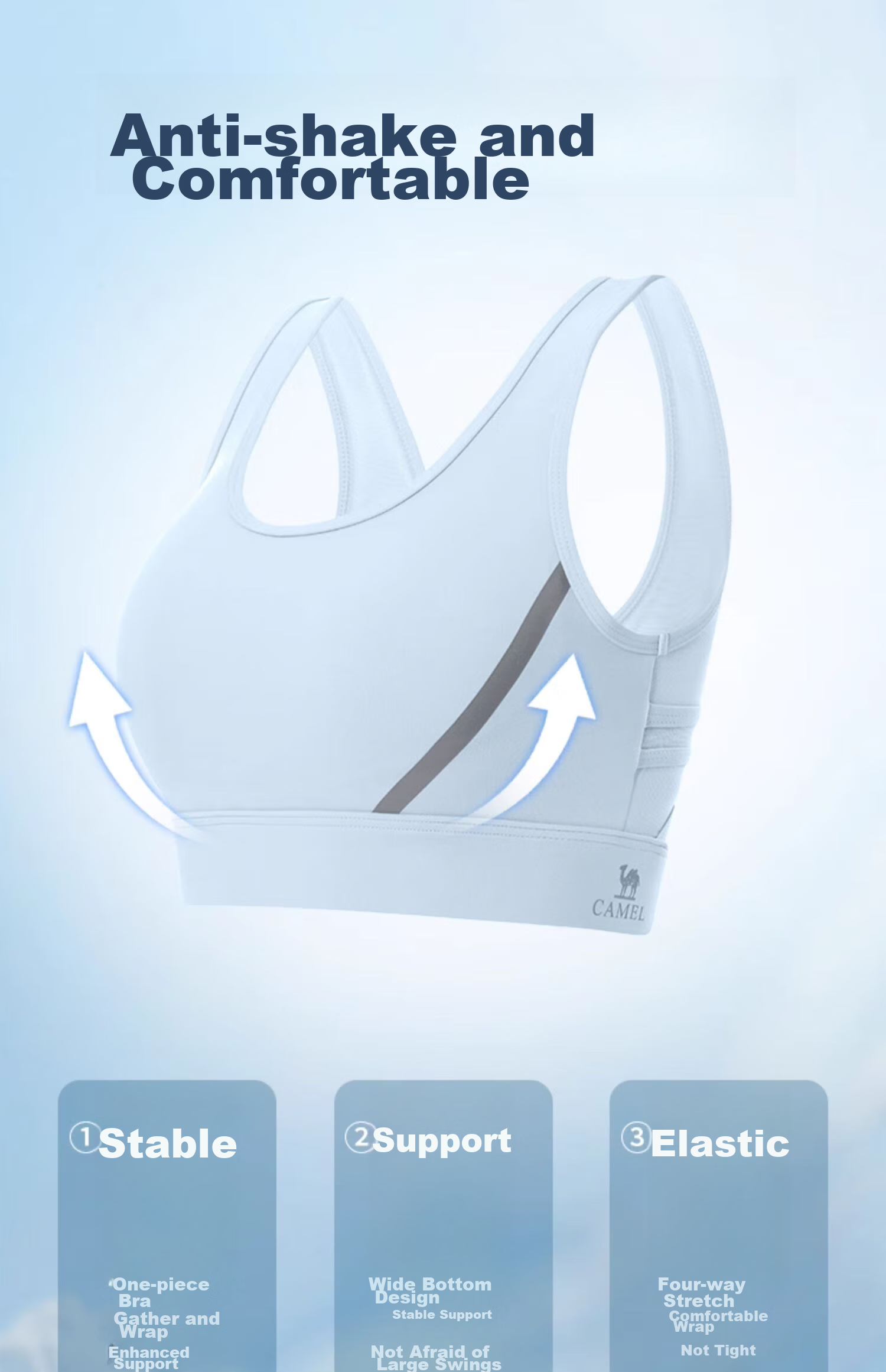 Спортивный бюстгальтер CAMEL High-Intensity Support, цельный, для фитнеса, Y0S1VLZ601A, снежный фиолетовый, M