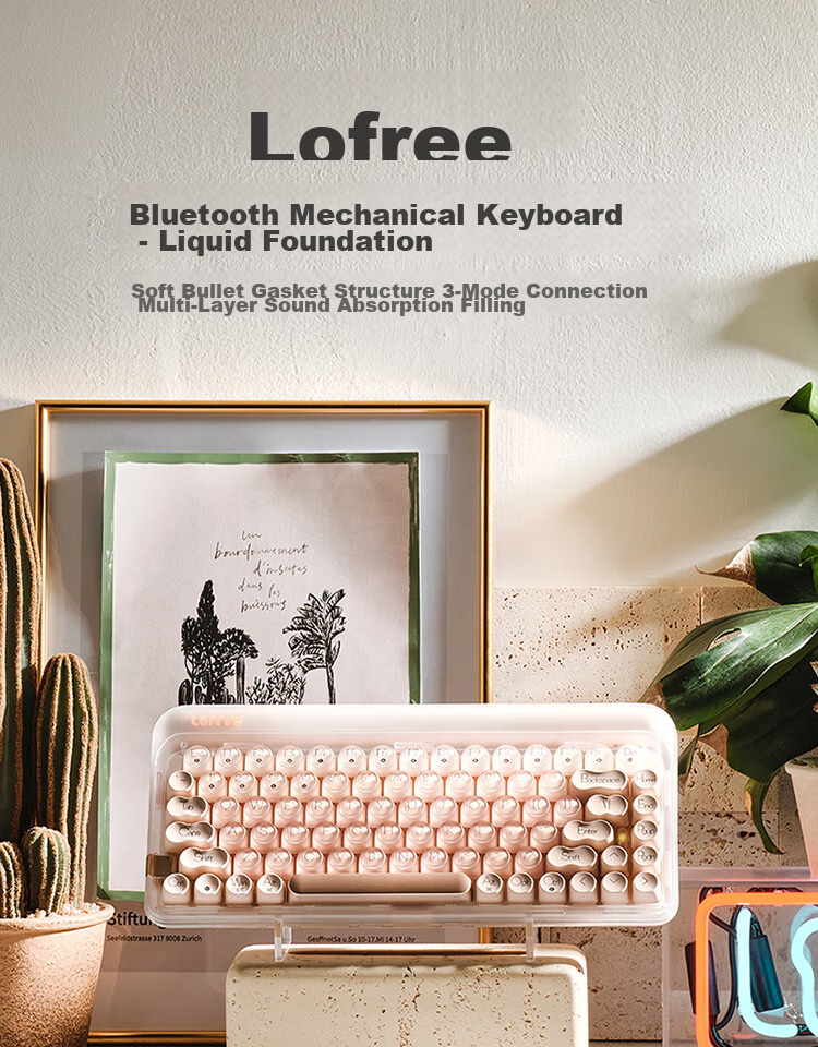 LOFREE Foundation Liquid Keyboard, беспроводная механическая Bluetooth клавиатура с тремя режимами, с возможностью горячей замены, для женского офисного компьютера, 84 клавиши