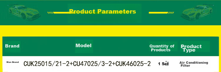 Фильтр салона MANNFILTER CUK25015/21-2+CU47025/3-2+CUK46025-2 для Tesla Model Y, комплект из 3 шт.