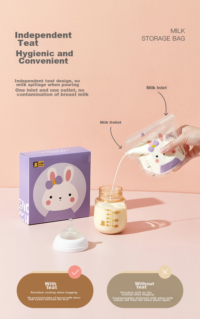Пакеты для хранения грудного молока SnowBear, 200 мл, 30 шт., с милым дизайном