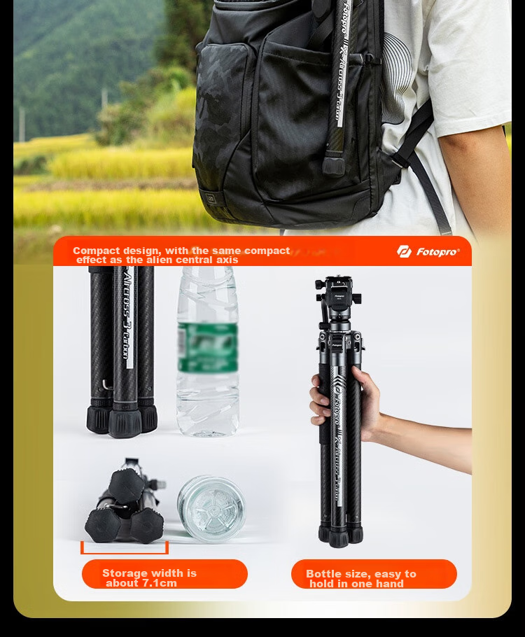 Штатив Fotopro Air 3 Lite VIDEO с гидравлической головкой из углеродного волокна для фото- и видеосъемки, оригинальный карбоновый серый