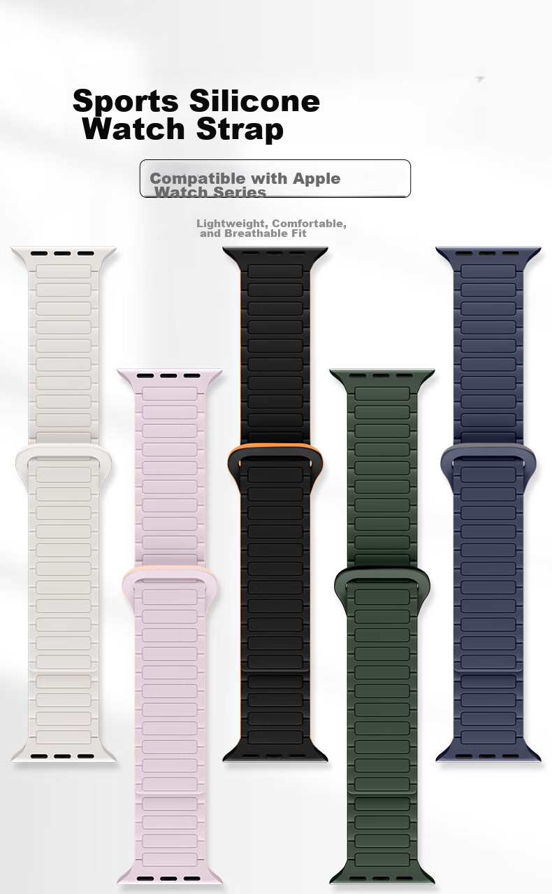 Ремешок BHO для Apple Watch, магнитный, силиконовый, двухсторонний, контрастный цвет, для S11/S10/SE3, S9/8/7/6/Ultra3/2-го поколения
