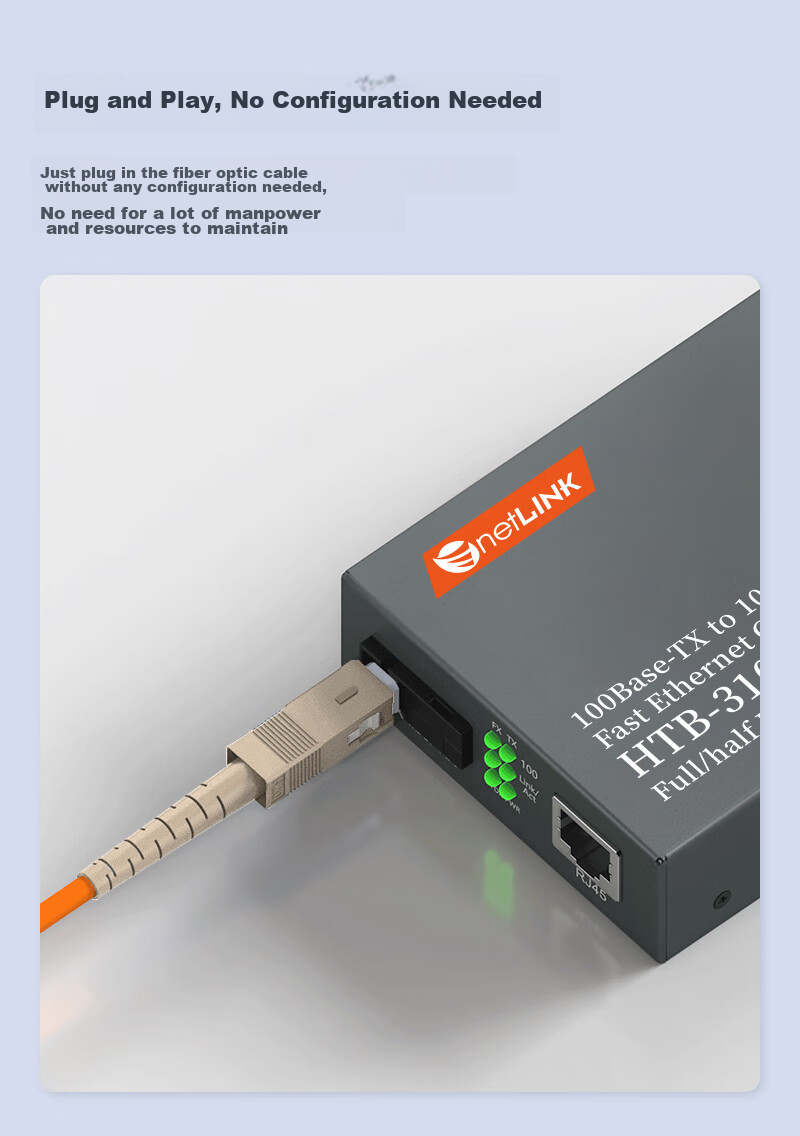 Оптический трансивер NetLINK HTB-3100AB, 100 Мбит/с, многомодовый, одноволоконный, интерфейс SC, 2 км, пара