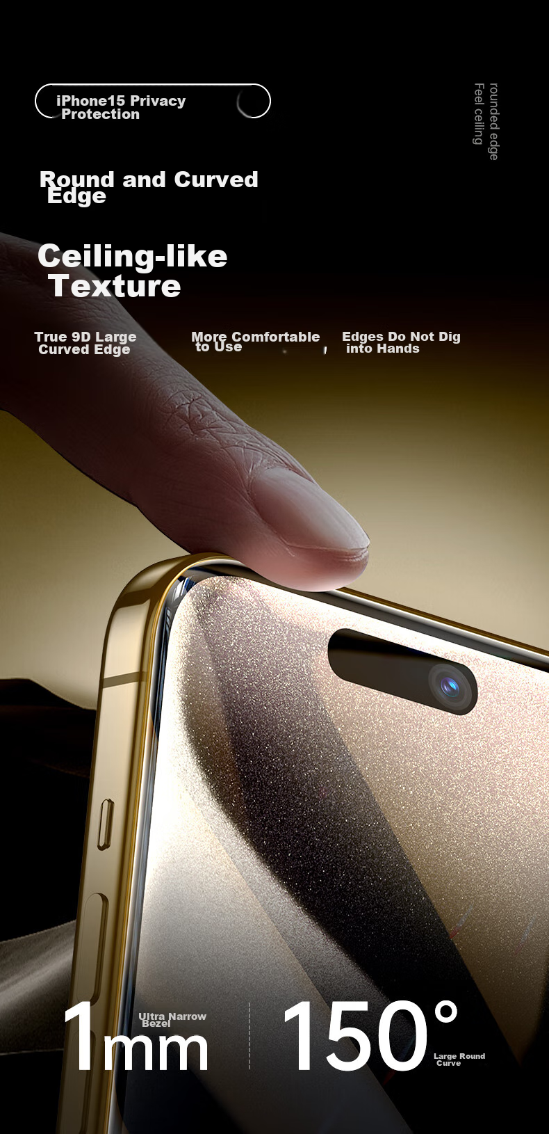 Защитное стекло ESR для iPhone 15 Pro Max, антишпионское, 2 шт.