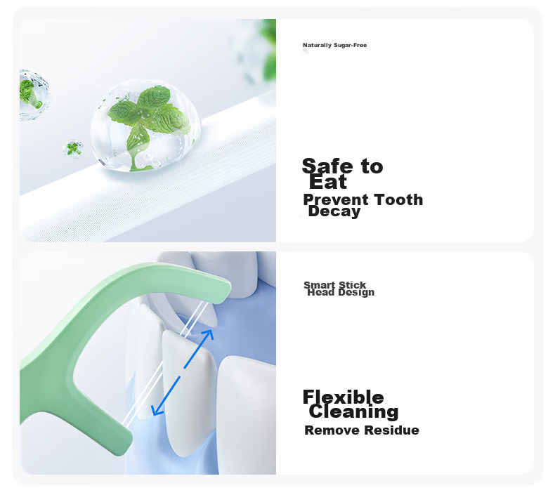 Зубная нить Usmile Double-Line Fresh с дизайном "Smiles", индивидуально упакованная, 60 шт.