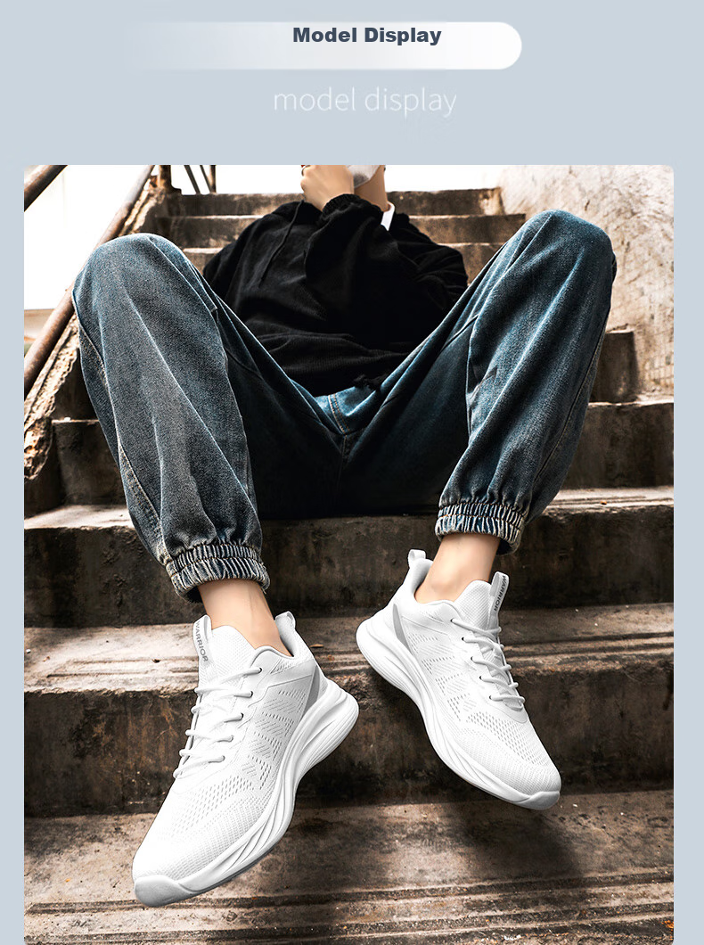 Кроссовки Warrior Official Sports Shoes для мужчин, осенние дышащие кроссовки из сетки, легкие повседневные беговые кроссовки с мягкой подошвой, черные, размер 43