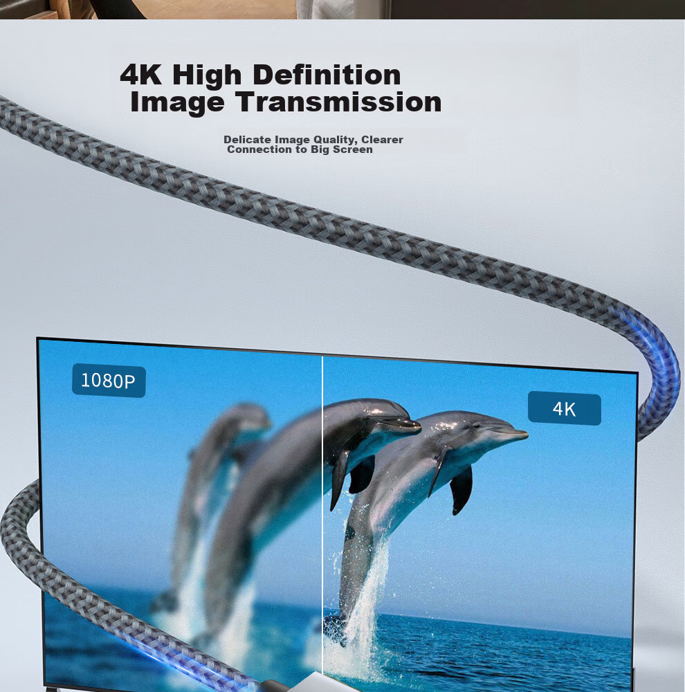 Кабель ULT-unite HDMI версии 2.0, 4K 60 Гц, 1080P 144 Гц, HD видеокабель для настольных компьютеров и ноутбуков, телевизоров, мониторов, тонкий гибкий плетеный кабель, 1 метр