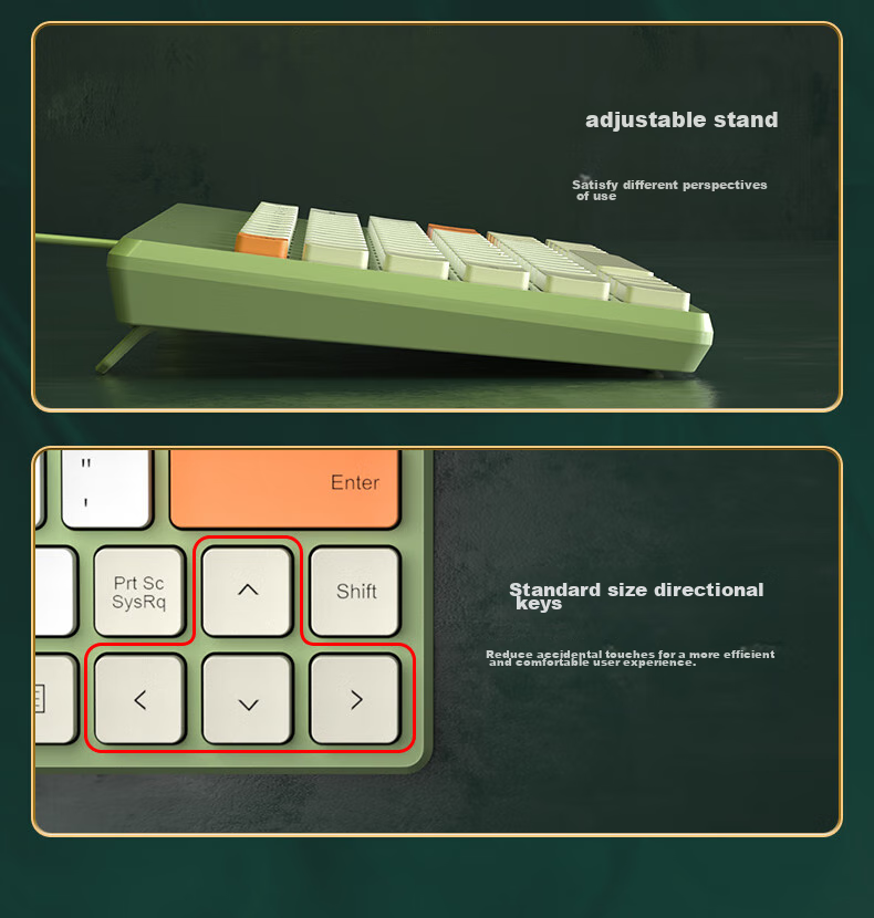 Проводная клавиатура B.O.W Hangshi K620U, ультратонкая, 79 клавиш, цвет оранжево-серый зеленый