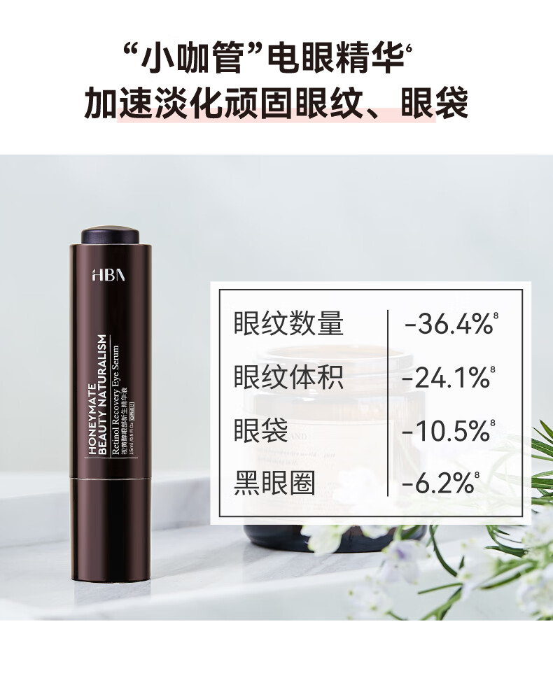 HBN发光水+视黄醇精华乳+眼部精华液套装11.11提前购早C晚A护肤品