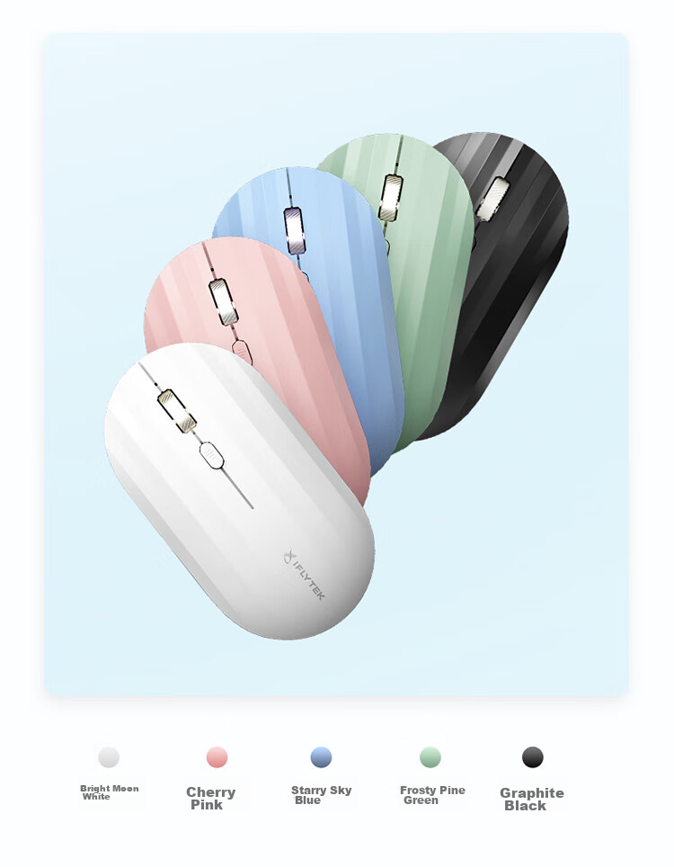 Беспроводная Bluetooth-мышь iFLYTEK M110, офисная, тонкая и портативная, тихие кнопки, умный голосовой ввод, перевод, цвет "Яркая луна" (белый)