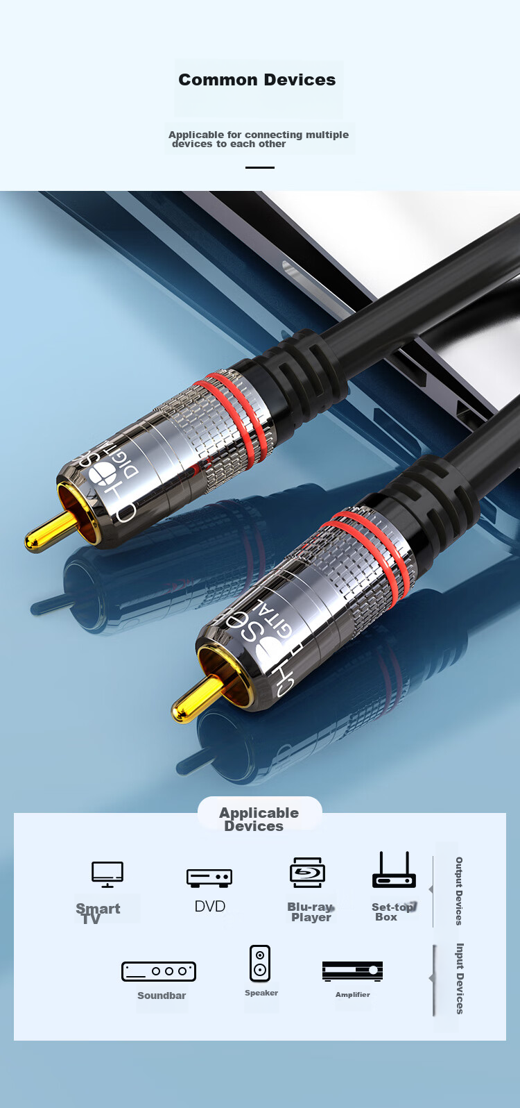 Аудиокабель CHOSEAL QS3550T1D5 RCA, цифровой коаксиальный, 1.5 метра, черный