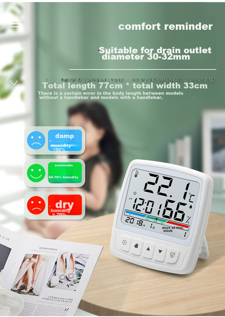 Электронный термометр-гигрометр DELIXI ELECTRIC DM-1023S для дома, с высокой точностью измерения температуры и влажности, функцией будильника и календаря, с подсветкой, белый