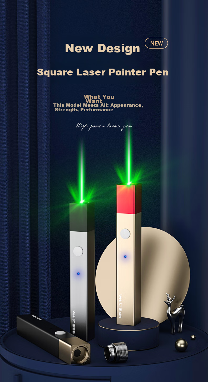 Лазерная указка Whist A9 Black Gold, мощная, USB-зарядка, зеленый луч