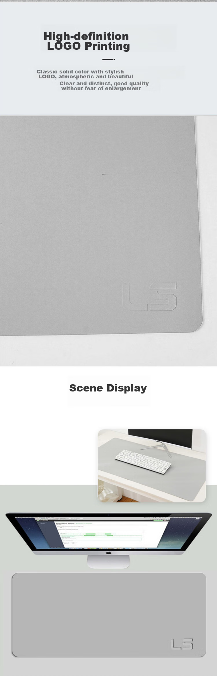 Коврик для мыши Lingshe Leather Waterproof Mouse Pad, 900x450x1.5 мм, игровой, бизнес-серый