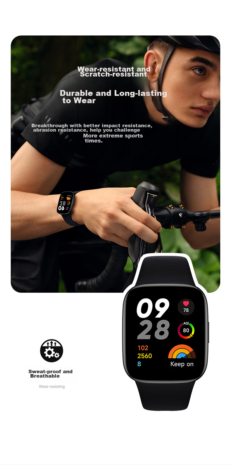 Ремешок CangHua для Xiaomi Redmi Watch 3, спортивный, водонепроницаемый, дышащий, силиконовый, черный