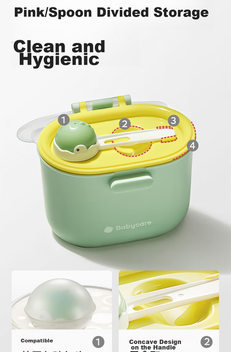 Детский контейнер для смеси Babycare, вместительный, форма динозавра, цвет кремово-желтый, 555 мл
