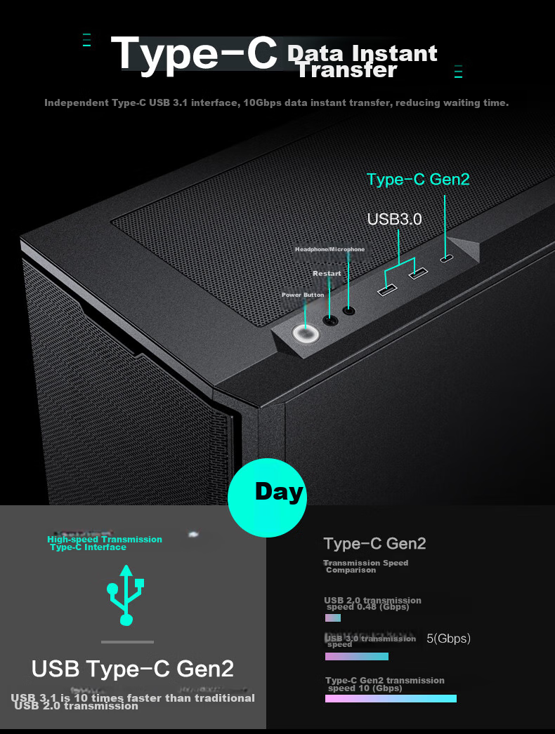 Компьютерный корпус PHANTEKS G400A Black Mid-Tower ATX, с боковым окном, черного цвета, с поддержкой водяного охлаждения