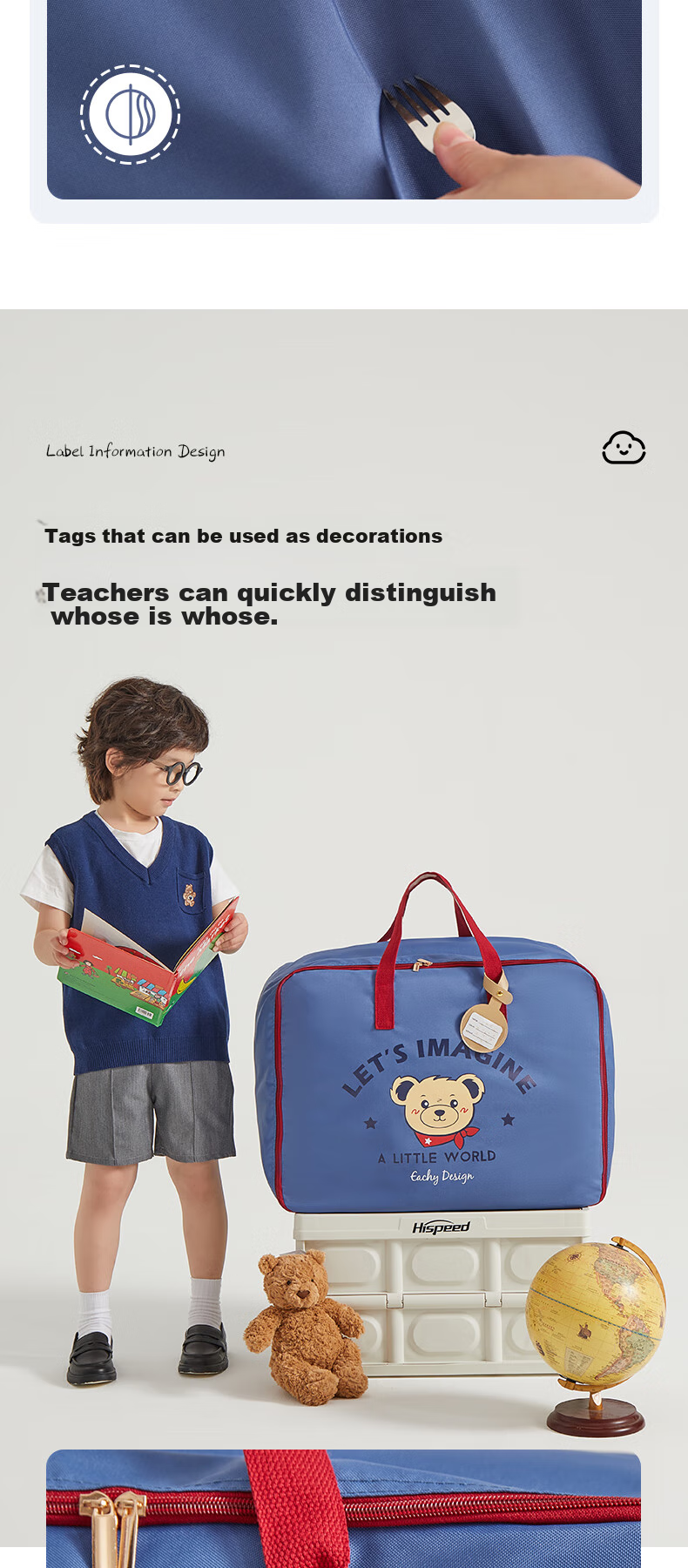 Сумка для хранения EACHY из утолщенной Оксфордской ткани, 50 л, темно-синий