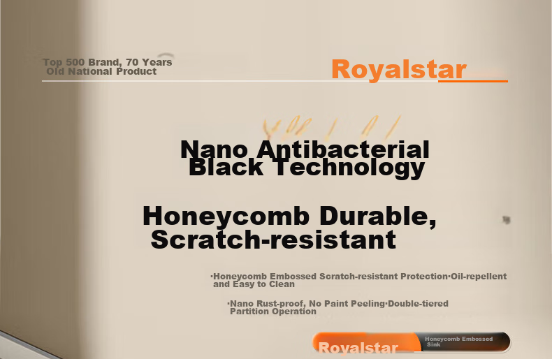 Кухонная мойка Royalstar, нержавеющая сталь, нано-соты, устойчивая к царапинам, двойная конструкция с выдвижным смесителем, 68x45 см