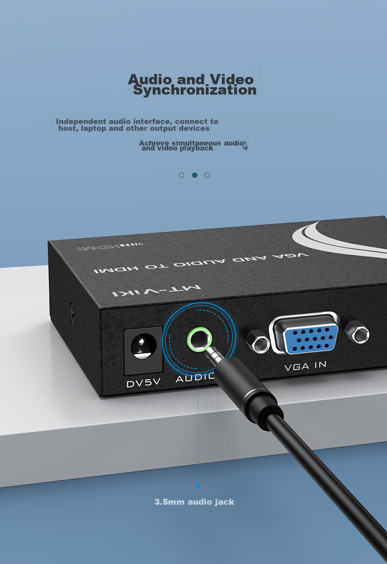 Адаптер MT-viki VGA на HDMI с аудио и внешним питанием, HD конвертер для ноутбуков, ТВ-приставок, проекторов и телевизоров, модель MT-VH02
