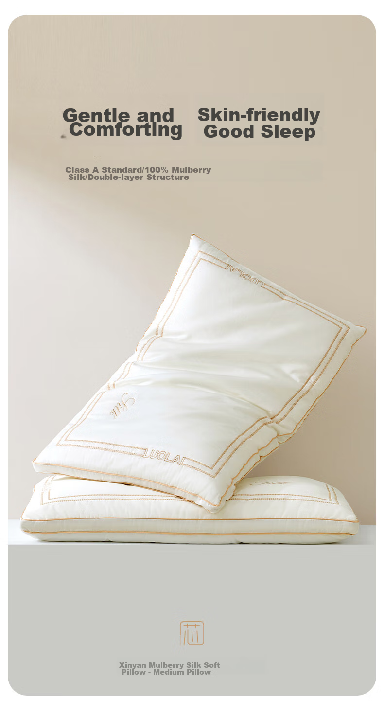 Подушка LUOLAI Home Textiles, 100% натуральный шелк, подушка для взрослых с поддержкой шеи, 46*72 см