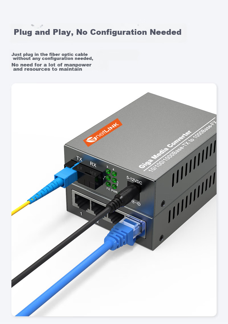 Конвертер NetLINK HTB-4100A/4GE, оптический приемопередатчик, одномодовый, одноволоконный, 1 оптический 4 электрических + 1 оптический 1 электрический комплект, 3 км