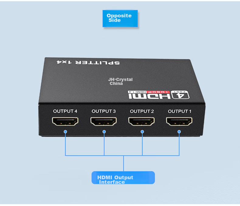 HDMI сплиттер Jinghua F211, 1 вход 4 выхода, 4K HD, для ТВ-приставки, компьютера, ноутбука, подключения к телевизору, проектору, монитору, черный
