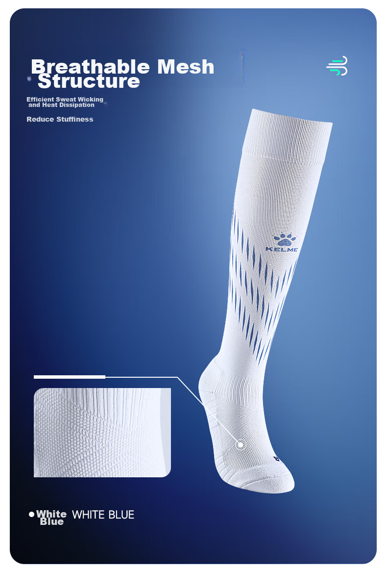 Футбольные гетры KELME для взрослых, длинные, плотные, нескользящие, с махровой подошвой, для спорта, размер L, белый/черный