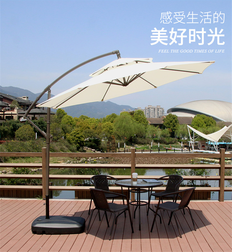 蚁伽 户外遮阳伞 庭院伞罗马伞花园伞岗亭伞摆摊折叠大太阳伞沙滩伞防晒伞（铁杆3m卡其遮阳款 带注水底座）