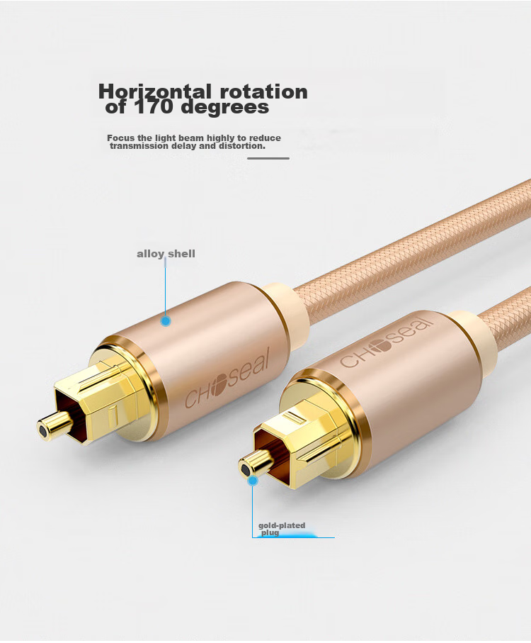 Цифровой аудио кабель CHOSEAL DH517T1, оптический, SPDIF, 1 метр, золотой