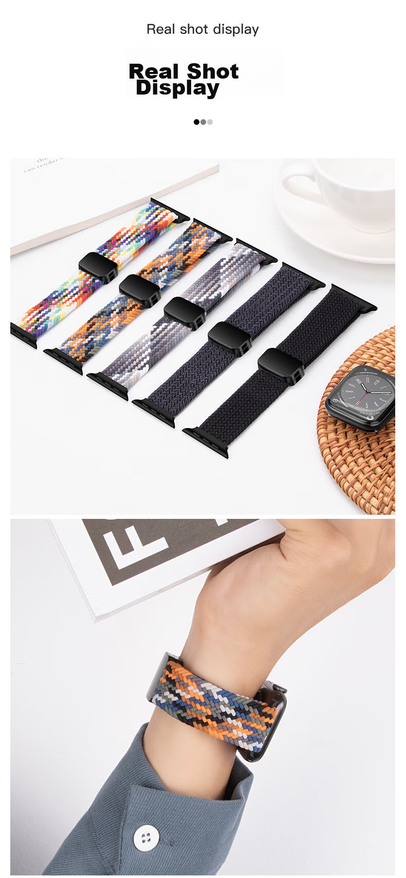 Ремешок BHO для Apple Watch Series 11/Ultra3/S10/SE3, плетеный нейлоновый ремешок с магнитной застежкой
