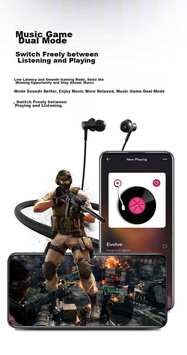 Беспроводные наушники Newmine G1 Bluetooth, для спорта, караоке, игр, звонков, с шумоподавлением, полувнутриканальные, длительное время работы, совместимы с Apple, Huawei, Xiaomi